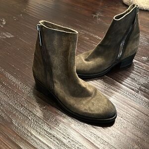 Frye Dark Green Suede Ankle Boots